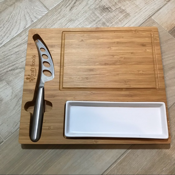 Bamboo sushi tray with sauce dish and knife